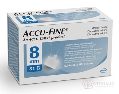 ACCU-FINE 31G (0,25 mm x 8 mm) ihla na aplikáciu inzulínu pomocou pera, typ 810 1x100 ks