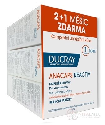 DUCRAY ANACAPS REACTIV (TRIO) cps pre vlasy a nechty 3x30 (90 ks), 1x1 set