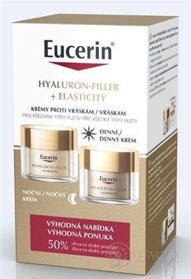 Eucerin HYALURON-FILLER+ELASTICITY DUO denný krém 50 ml + nočný krém 50 ml (zľava na 2.produkt) 1x1 set