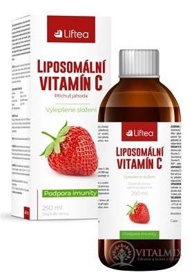 Liftea LIPOZOMÁLNY VITAMÍN C tekutý, príchuť jahoda 250 ml + odmerka, 1x1 set