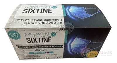 MEDICAL SIXTINE chirurgické rúško MS3-nano jednorazové, 3-vrstvové, čierna farba, 1x30 ks