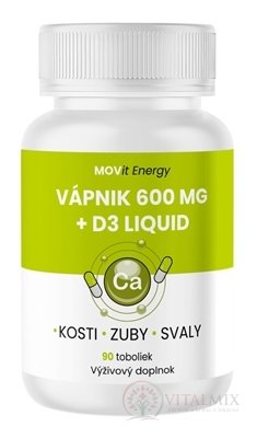 MOVit Vápnik 600 mg + D3 liquid cps 1x90 ks