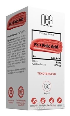 nesVITAMINS Fe 21 mg + Folic Acid 600 µg cps 1x60 ks