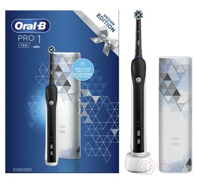 Oral-B PRO 1 750 BLACK DESIGN EDITION elektrická zubná kefka + cestovné puzdro, 1x1 set