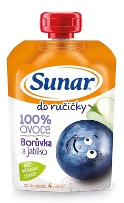 Sunar Do ručičky Čučoriedka a jablko 100% ovocia (od ukonč. 4. mesiaca) 1x100 g