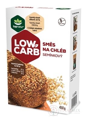 topnatur LOW CARB ZMES NA CHLIEB Semienkový bezgluténová, s obsahom vlákniny 1x450 g