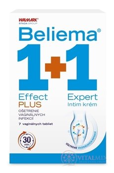 Beliema Effect PLUS + Expert Intim krém 1+1 vaginálne tablety 7 ks + intímny krém 30 ml, 1x1 set EXP 31.7.24