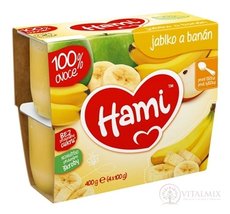 Hami ovocný príkrm 100% ovocie Jablko a banán prvá lyžička (od ukonč. 4. mesiaca) 4x100 g (400 g)