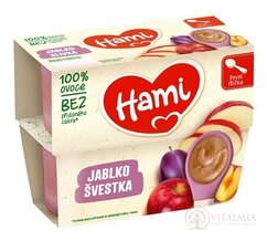 Hami ovocný príkrm 100% ovocie Jablko a slivka prvá lyžička (od ukonč. 4. mesiaca) 4x100 g (400 g)