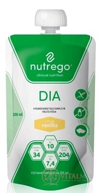 Nutrego DIA s príchuťou vanilka tekutá výživa 12x200 ml