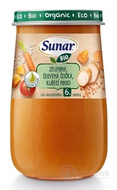 Sunar BIO príkrm ZELENINA, ŠOŠOVICA, KURACIE MÄSO s olivovým olejom (od ukonč. 6. mesiaca) 1x190 g